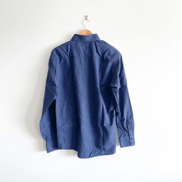 Bertigo Men's Collared Shirt Button Down Long Sleeve Textured Blue Large Medium - Picture 2 of 11